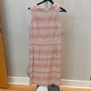 Boden Sleeveless Geometric Pink and White Midi Dress